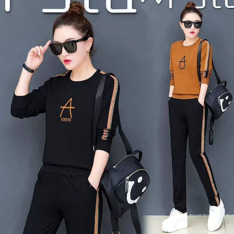 时尚妈妈春秋装休闲运动服套装长袖中老年女装卫衣洋气宽松两件套