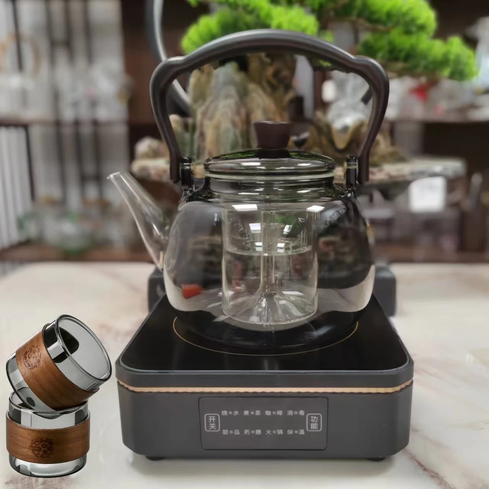 玉习多功能触摸电陶炉煮茶器家用办公煮茶蒸煮耐热围炉1500W套组
