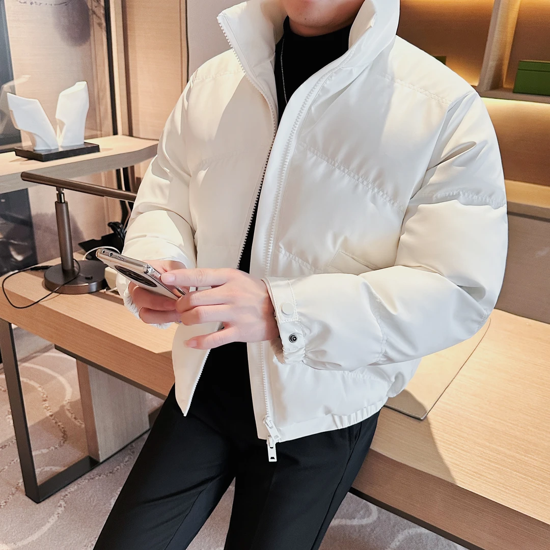 猎撒冬季新夹克韩版立领小宽松面包服加厚短款潮流PU皮衣棉袄