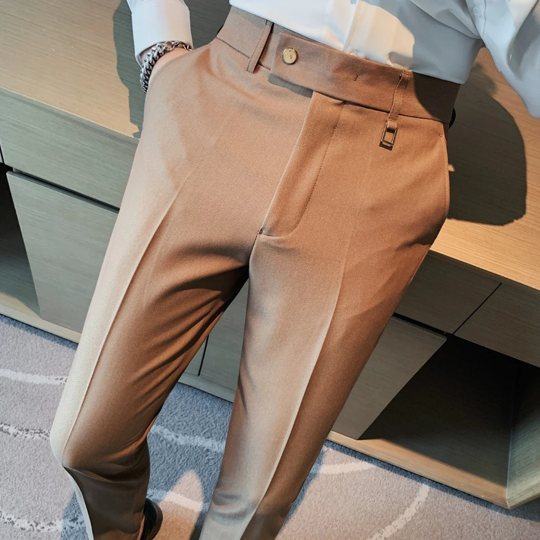 秋季猎撒垂感西装长裤西装裤轻商务风男装韩版修身款直筒小西裤