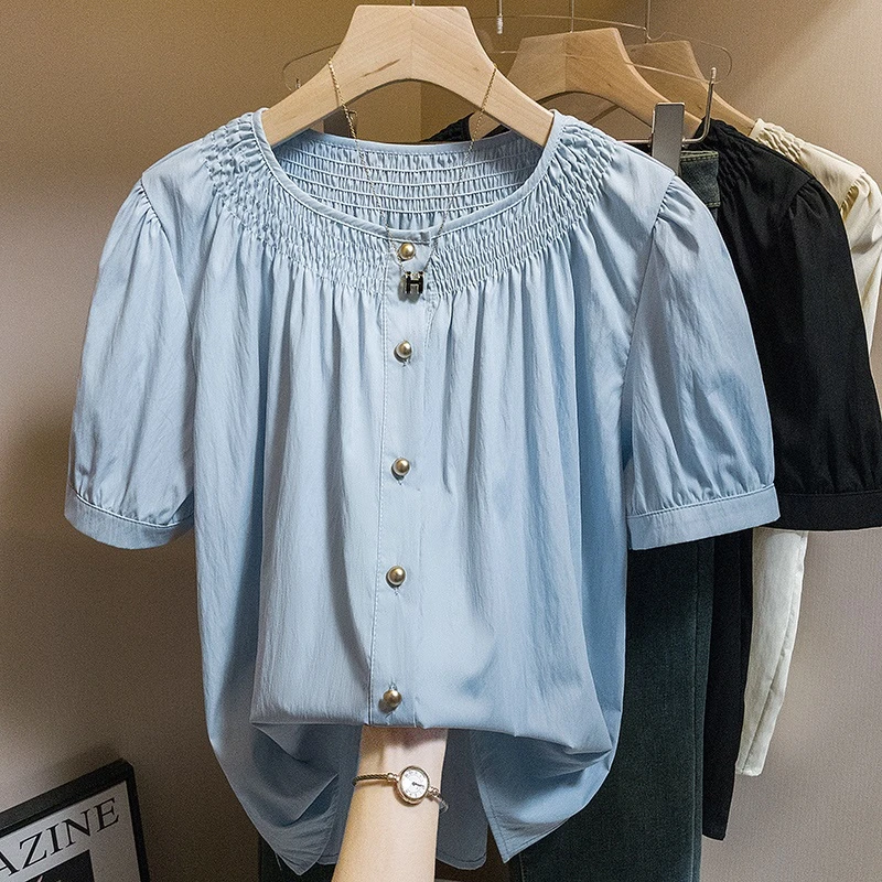yoewshean/羽媗胖mm大码女装尺码爆款泡泡袖衬衫独特上衣时尚百搭