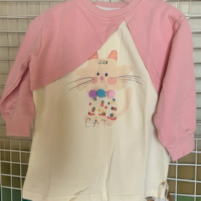 女童假两件卫衣卡通