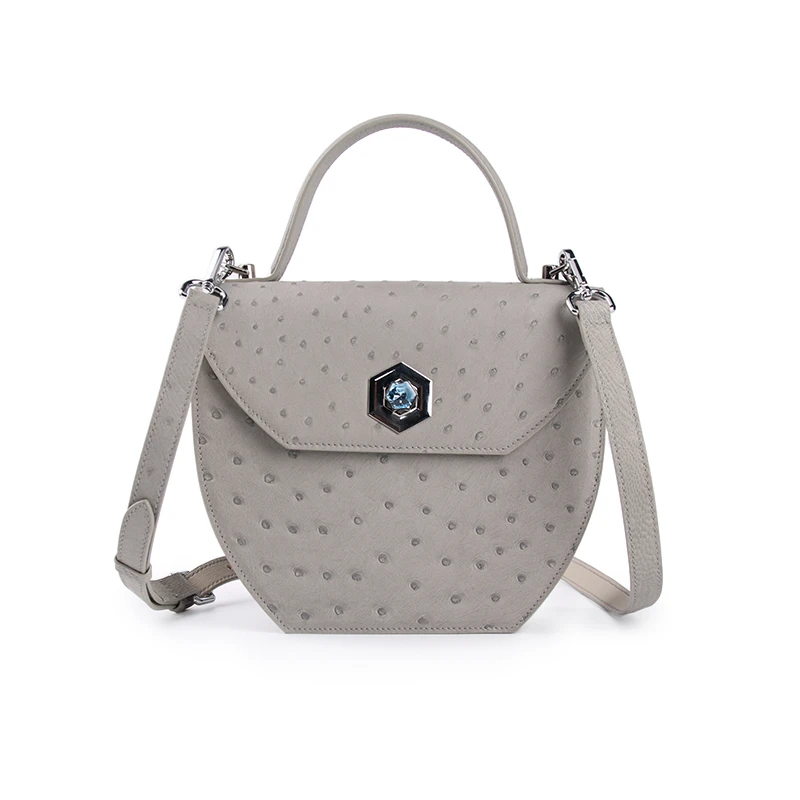 【2024高定女包】Acinymo鸵鸟皮定制款时尚高定手提单肩女包X1218成