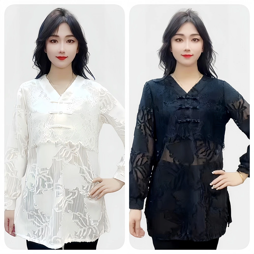 书1002（单件上衣）新中国风拼接蕾丝宽松百搭大衫气质提花复古时尚