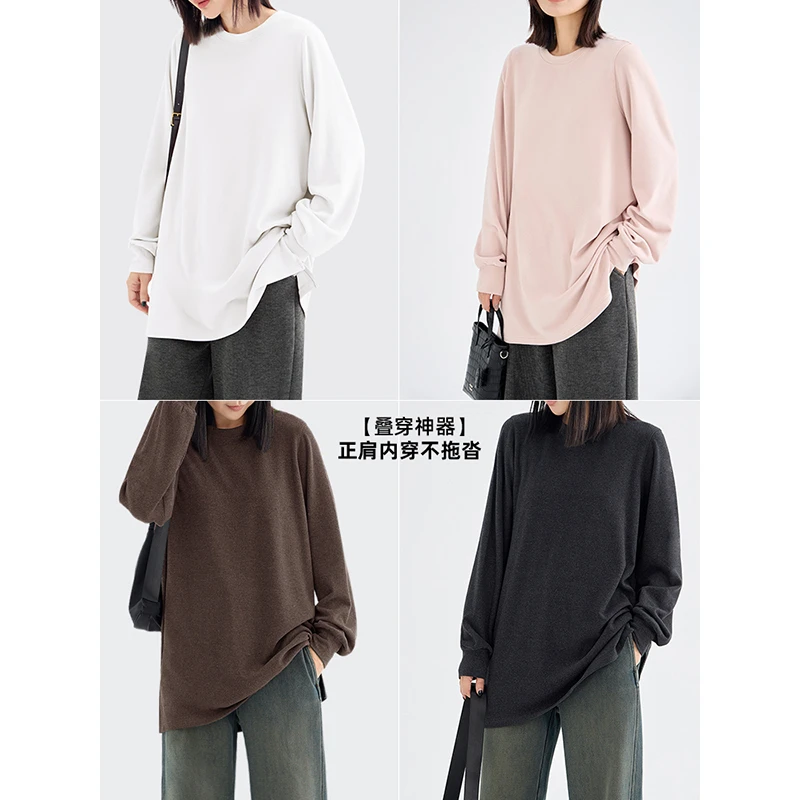 【型很好】儿童高弹中长款内搭T恤亲子装女童加绒上衣6686D