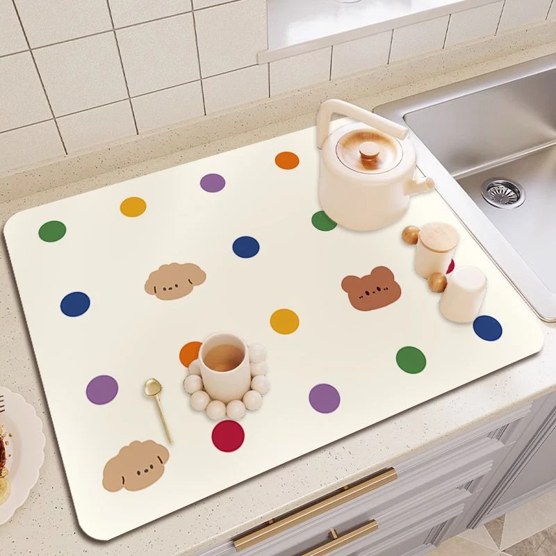 硅藻泥厨房台面沥水垫ins餐桌垫吧台垫吸水隔热家用控水碗垫杯垫