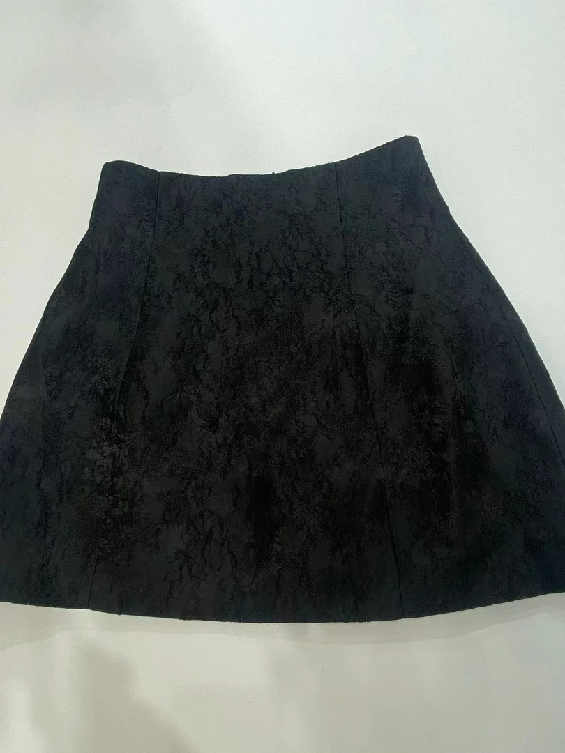 高腰a字刺绣提花短裙女2024春百搭修身显瘦气质国风半身裙28197