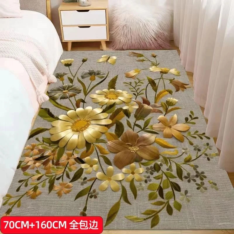 【水晶绒】太阳花70X160厘米客厅卧室床边飘窗隔凉防滑吸水大地毯