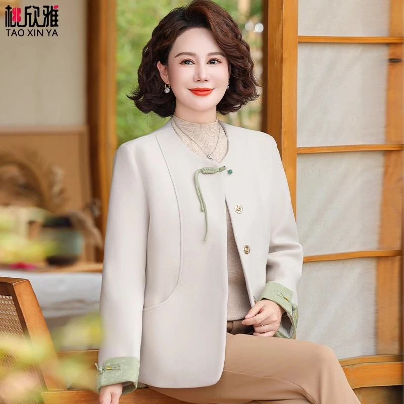 中老年秋装女款2025年新款新中式国风妈妈春秋外套中年女洋气上衣