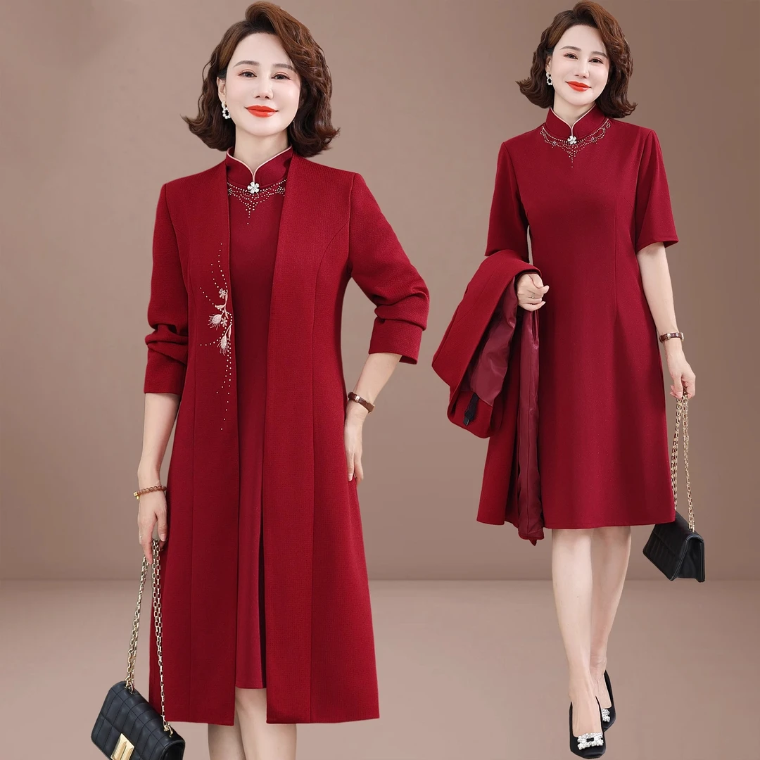 喜婆婆喜妈妈婚宴装高端礼服妈妈秋装十月份参加婚礼气质连衣裙