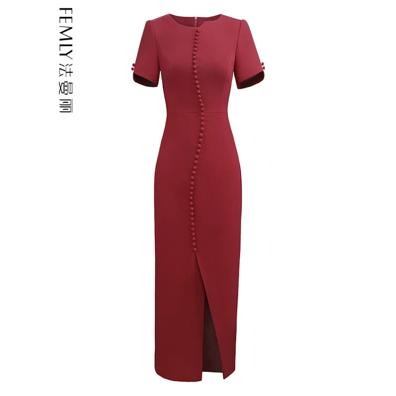 FEMLY法曼丽 2023夏季新款时尚气质优雅长款连衣裙2144