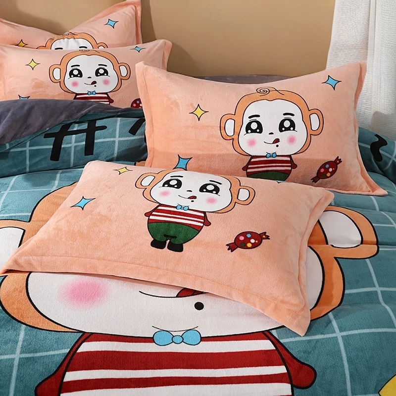 可爱小狗卡通牛奶绒双面绒毛绒单人加厚枕头套成人枕头套学生宿舍