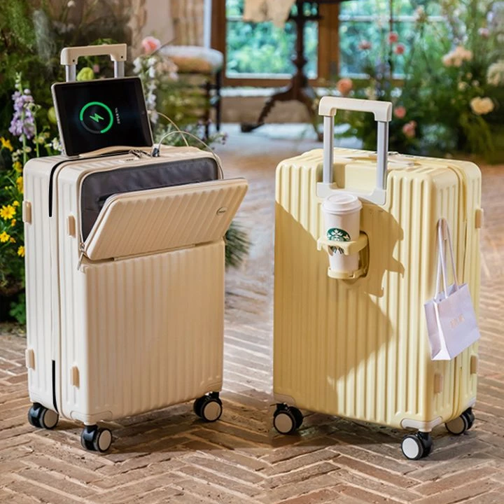 新品前置开口行李箱时尚加厚旅行行李箱轻便防水网红拉杆箱防水