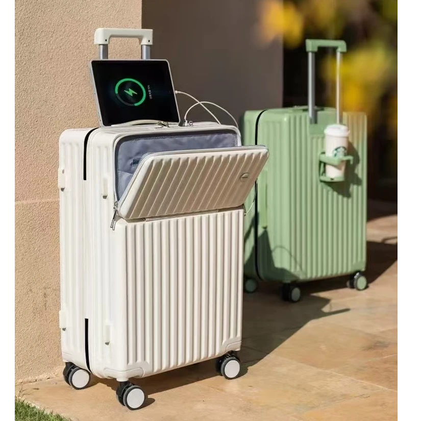 新款多功能拉杆箱前置开口大容量旅行箱密码行李箱学生20寸登机箱