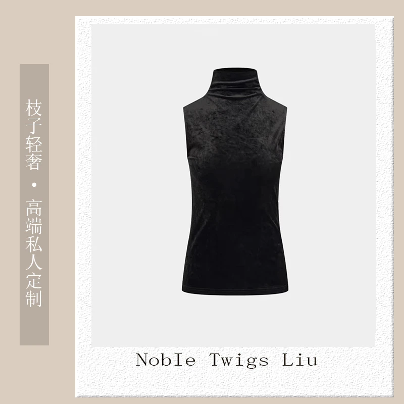 【N T Liu定制款】黑色醋酯纤维+聚酯纤维雅致背心（丝绒）秋季T1943