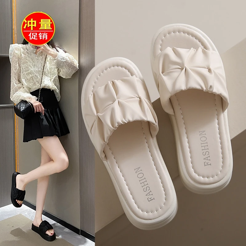 凉鞋女爆款2025夏季新款网红百搭仙女风女士厚底一字凉拖鞋女外穿