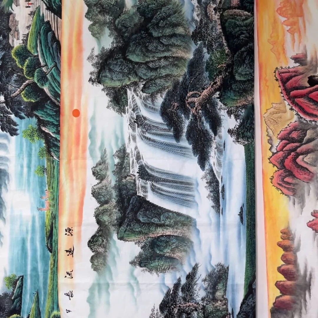 书法小八尺绿水一幅