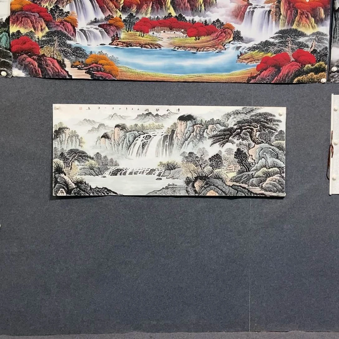 书法小六尺山水一副