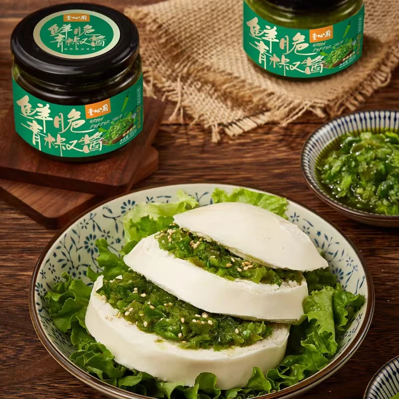 呷哺呷哺鲜脆青椒酱香辣牛肉酱拌饭酱拌面条馒头即食爽脆贡菜炒菜