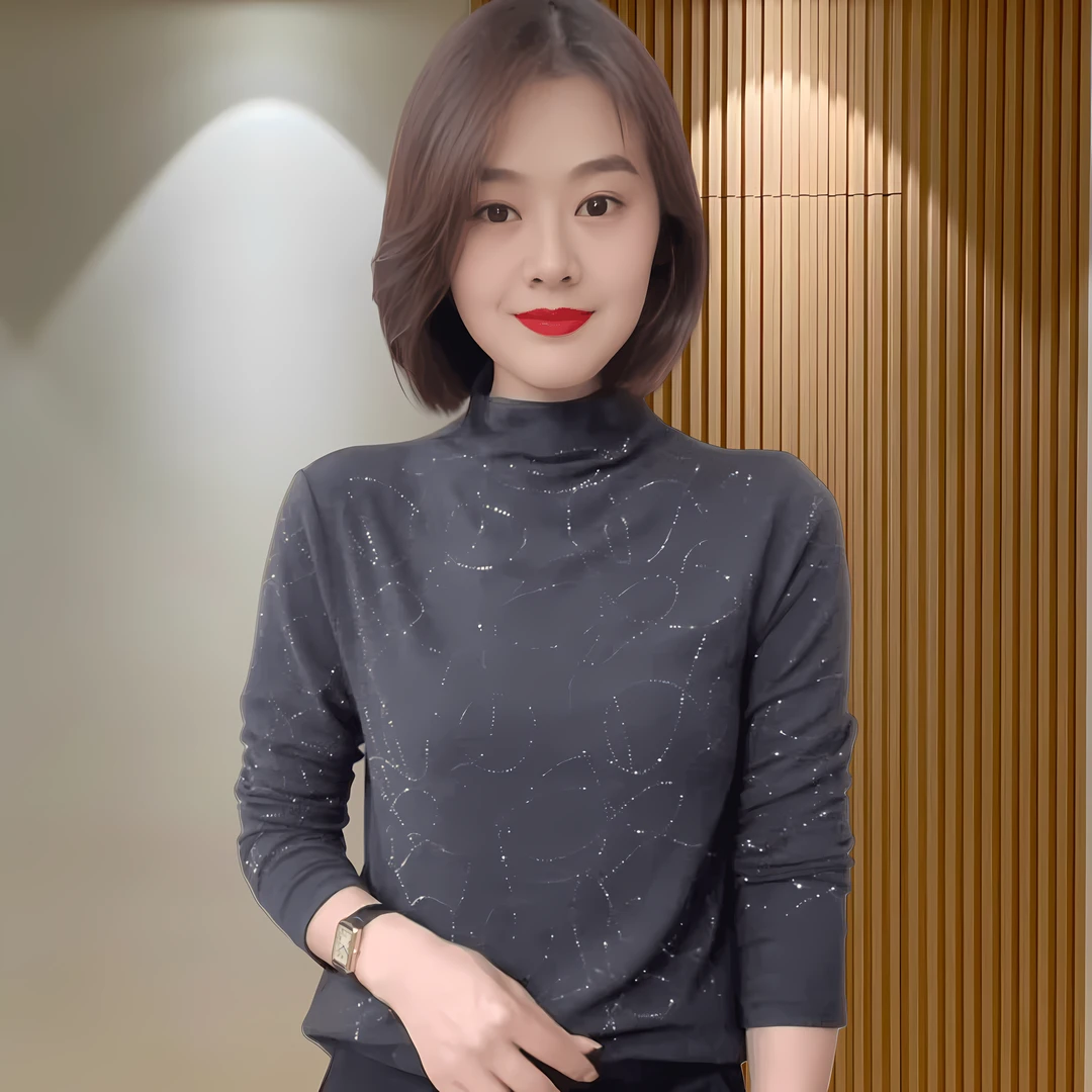 打底衫上衣女2025春秋新款德绒休闲烫钻设计感洋气减龄时尚上衣女