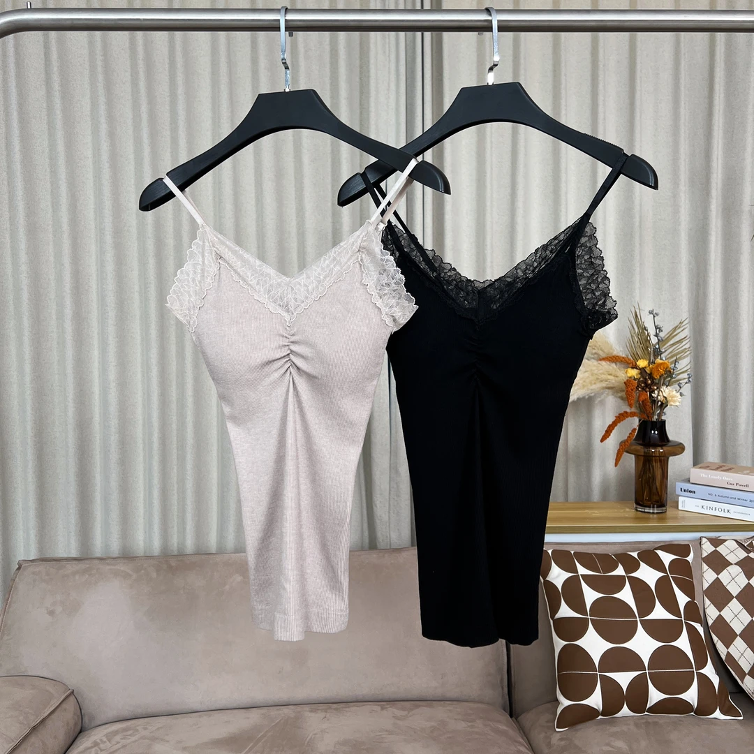 LVMU/吕木GT7363美背小背心蕾丝打底内衣女士时尚百搭女背心打底