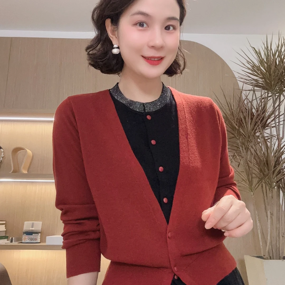 LVMU/吕木【满天星圆领】长袖秋日新款假两件针织衫#DQ6689