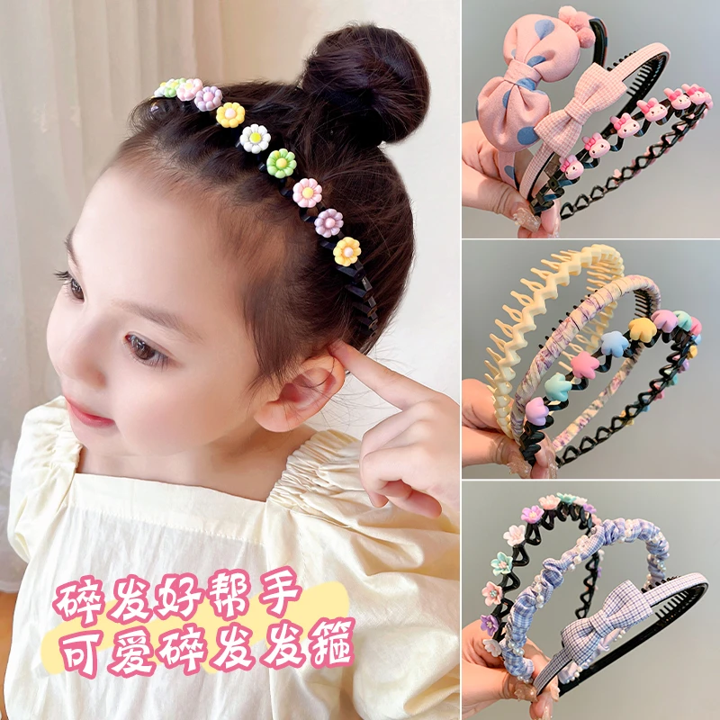 儿童发箍卡通防滑压发发卡女碎发整理神器网红头箍发饰带齿糖果色