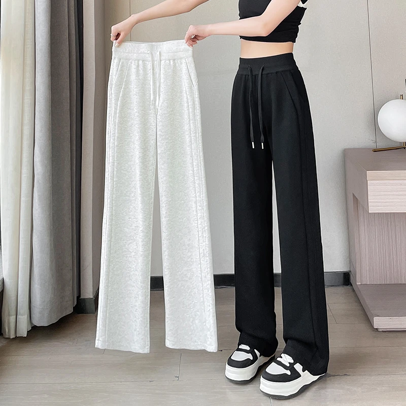 春秋冬季休闲窄版阔腿裤女宽松大码小个子九分运动香蕉直筒卫裤子