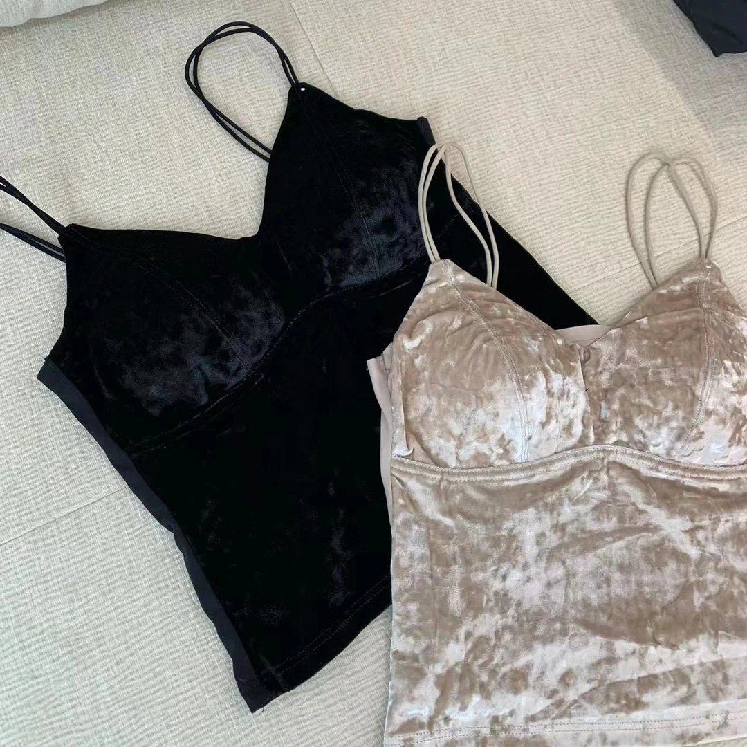 【YL】钻石夏季美背修身网红背心黑色吊带背心女装女士打底吊带内搭