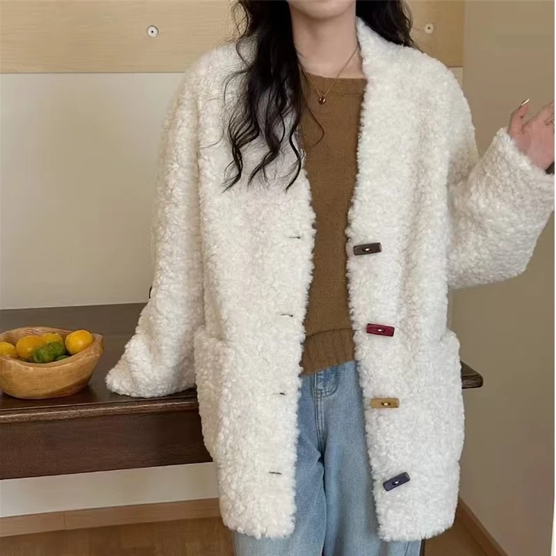 设计感小香风加厚外套女秋冬小个子皮毛一体慵懒宽松百搭开衫上衣