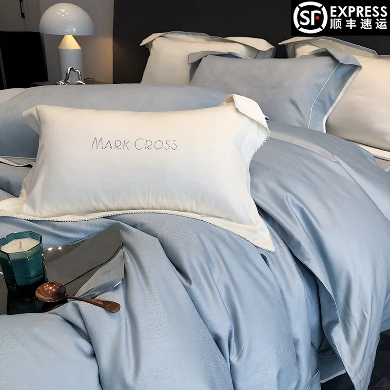 【160支长绒棉四件套】MarkCross 天鹅之舞 纯棉轻奢简约风提花纯色