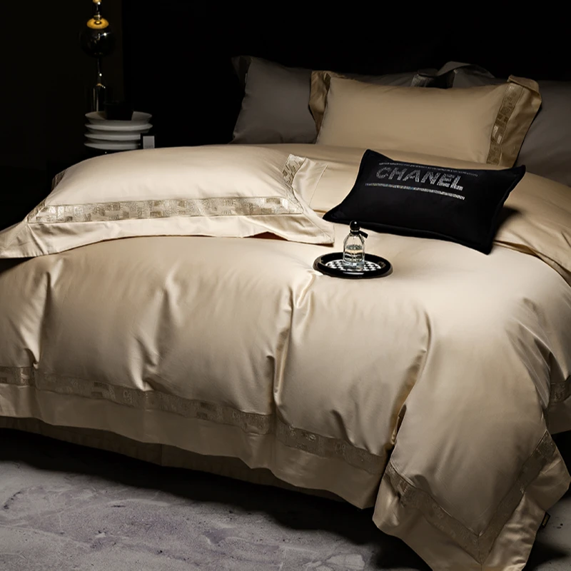 慕宸【慕格】MH高档简约典雅轻奢风提花纯棉被套床单长绒棉四件套