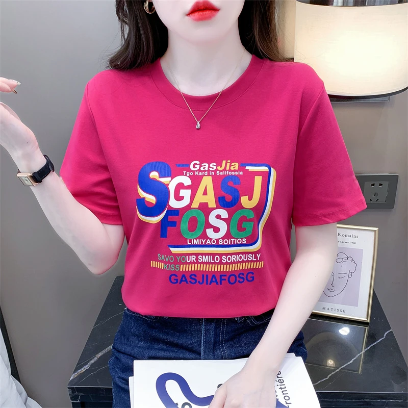 白色短袖T恤女2024新款爆款夏装女款洋气时尚遮肚子女士高档上衣