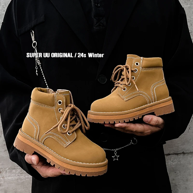 秋季儿童鞋英伦风女童真皮马丁靴百搭小黄靴时尚男童靴子宝宝短靴