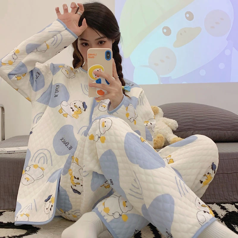 空气棉孕妇睡衣秋冬款冬天月子服加厚产后孕妇睡衣哺乳期孕期专用