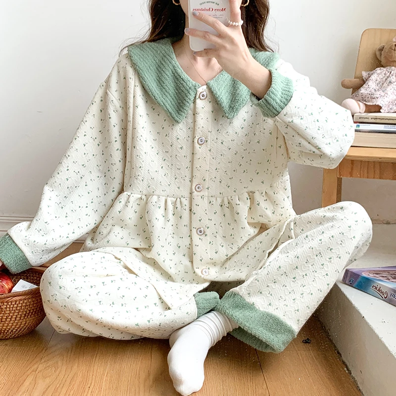 10-12月份孕妇睡衣秋冬款空气棉天月子服产后哺乳孕期专用可外穿