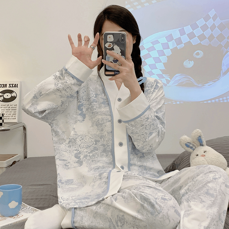 月子服春秋款产后孕妇哺乳睡衣可喂奶外穿冬季9月份-10透气家居服