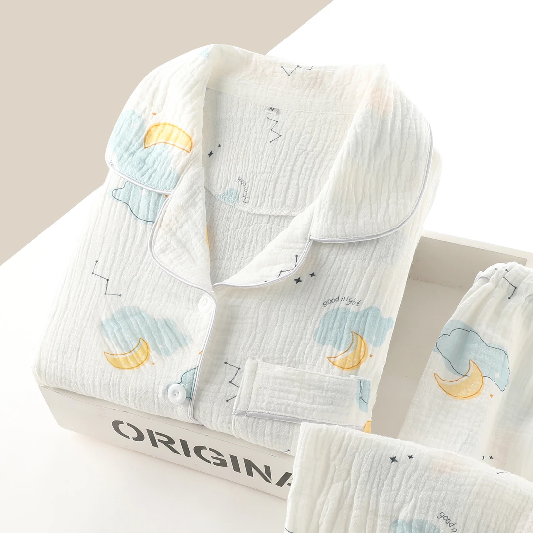 全棉纱布高端月子服夏季薄款纯棉孕妇睡衣产后哺乳期喂奶家居