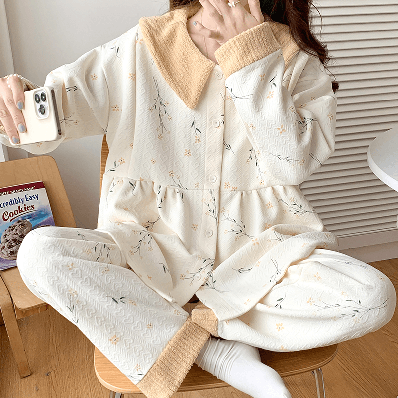 孕妇睡衣秋冬款空气棉冬天月子服产后孕妇睡衣哺乳期孕期专用家居