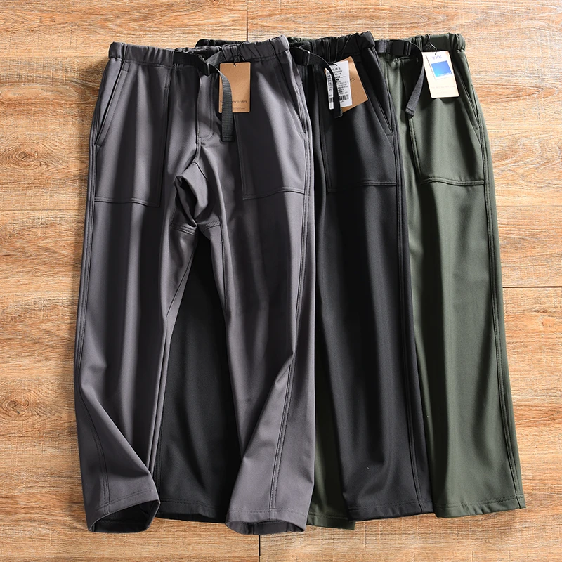 【复合绒+3D立裁】秋冬季男士户外软壳加绒保暖运动休闲直筒长裤潮