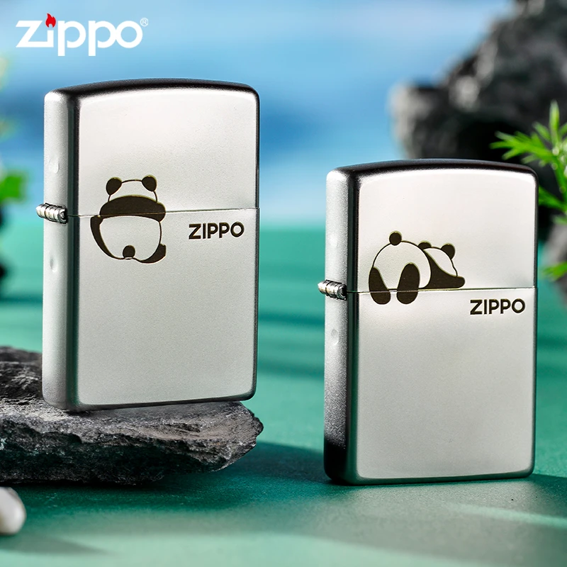 ZIPPO越狱熊猫躺平熊猫镀铬磨砂男士小熊可爱双面个DY9902US