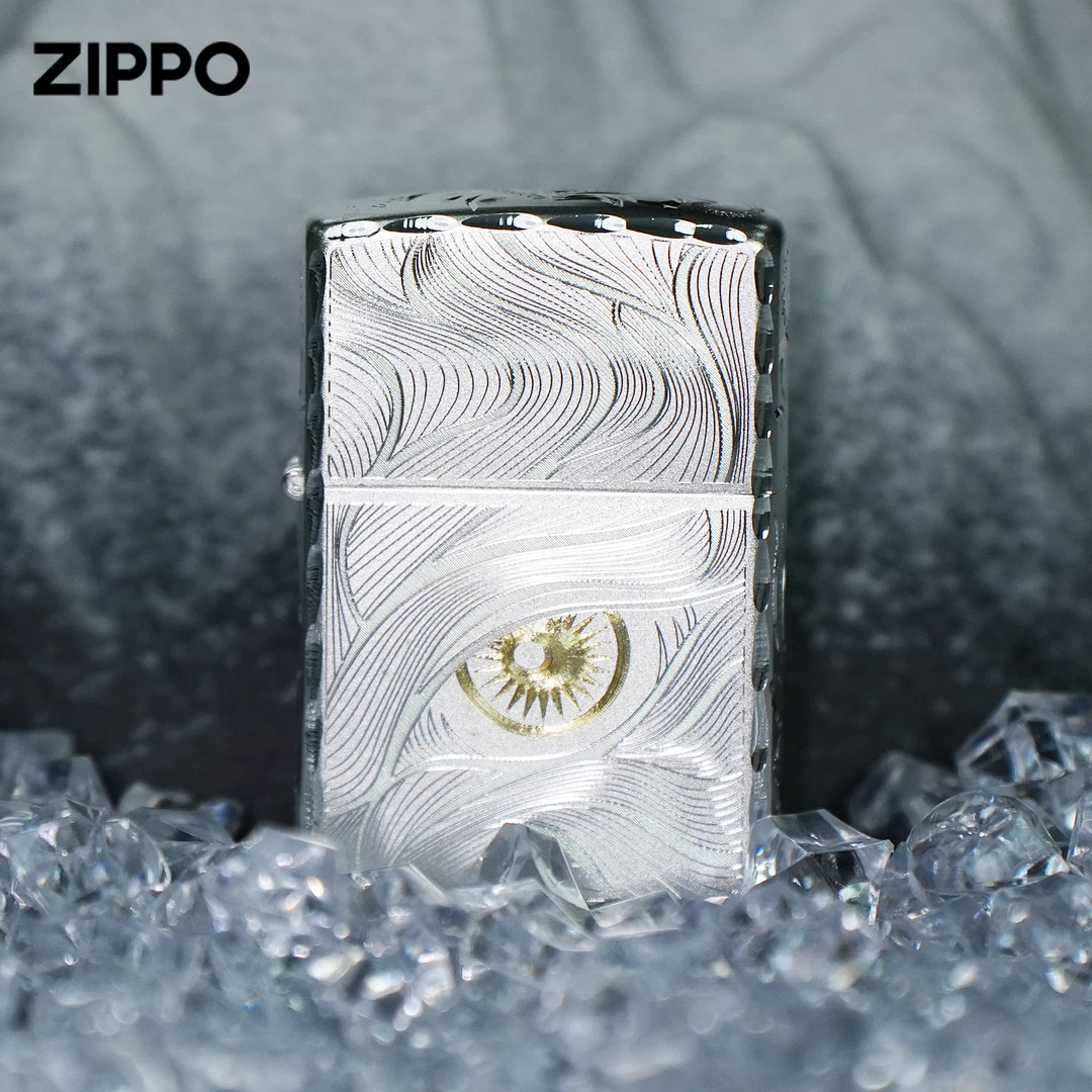 ZIPPO秋水含睛咬边正品打火机男士个性银色防风原装DY9902ZB