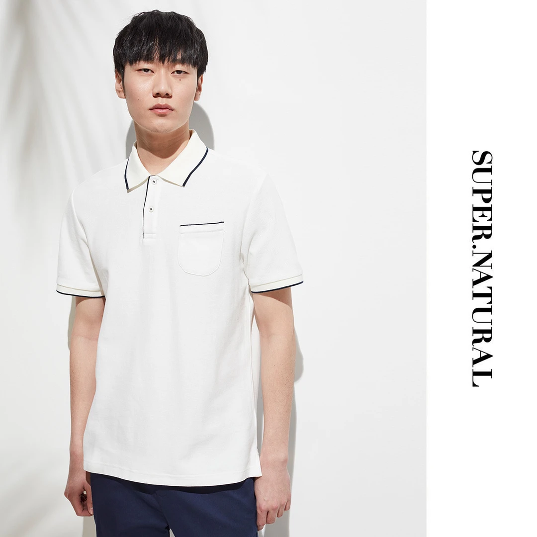 super.natural【NT26】男士休闲翻领套头短袖百搭男士经典polo衫