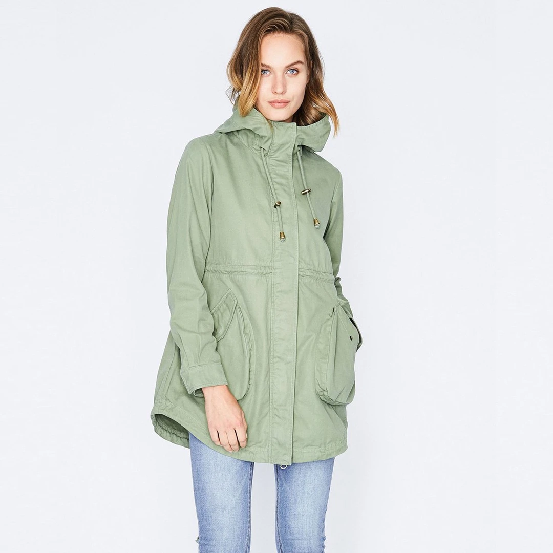 super.natural【NW36】女士派克时尚休闲宽松连帽抽绳系带女外套