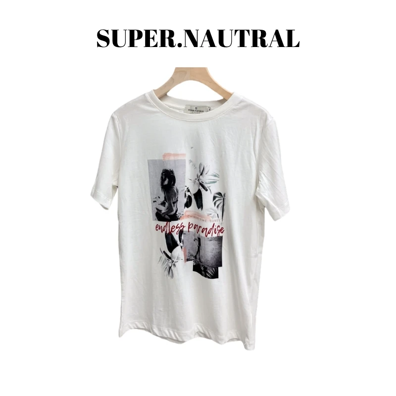 super.natural【MM315】女士纯棉印花圆领T恤休闲时尚舒适百搭短袖
