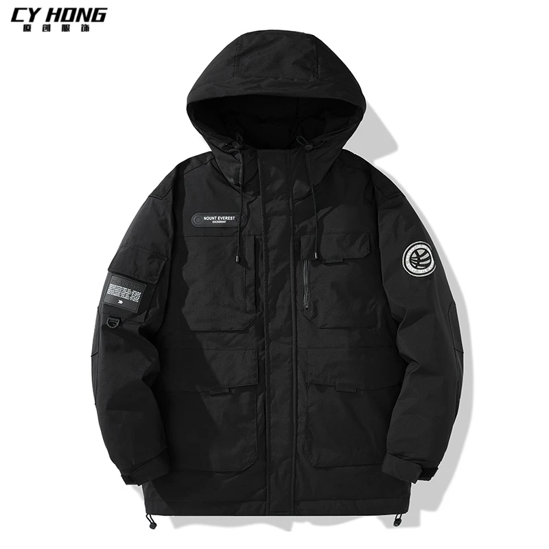 美式工装羽绒服男冬季2024款户外情侣冲锋羽绒衣保暖加厚外套上衣