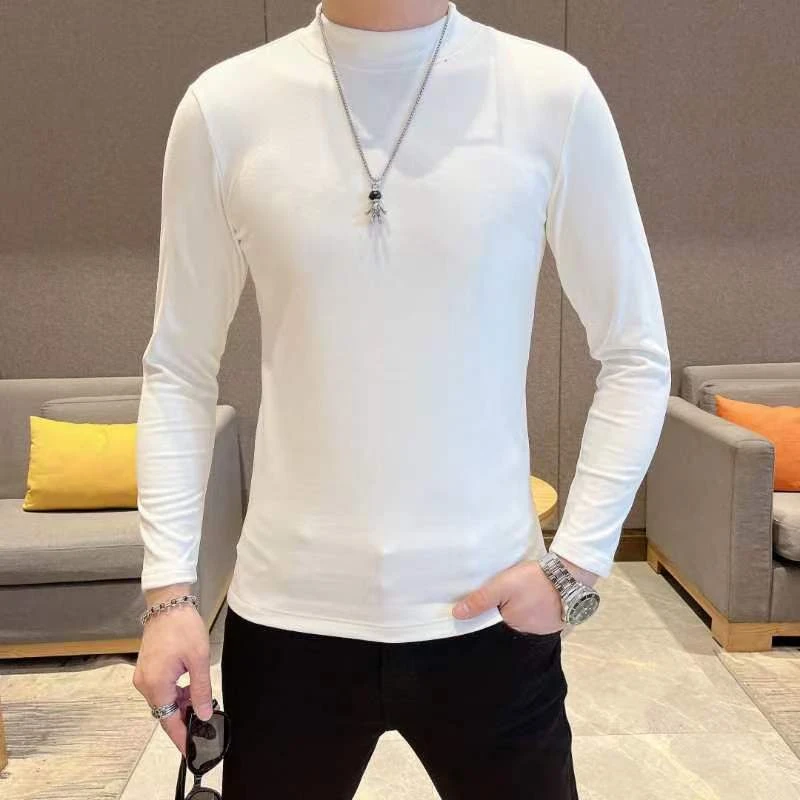 2025男士秋季新款时尚德绒圆领长袖打底衫D8888