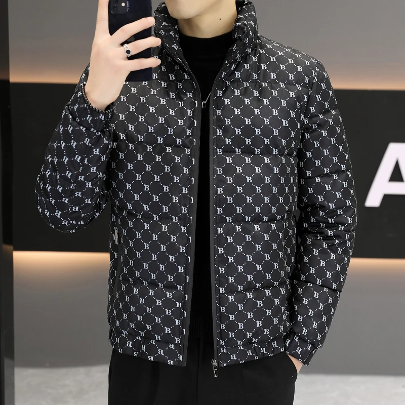 2025秋冬季时尚百搭休闲立领款印花棉服外套328