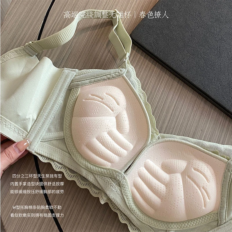 【加厚6cm】小胸显大手掌杯内衣女高侧收防下垂上托无痕内衣文胸