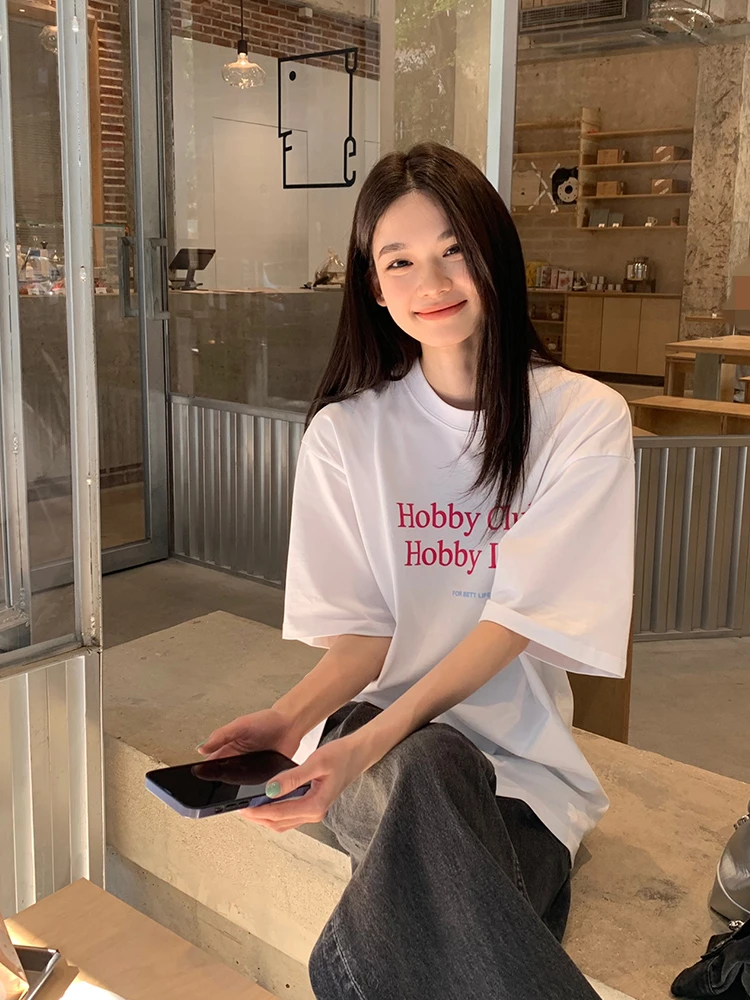 设计感宽松短袖2024夏季新款中长款上衣ins潮短袖T恤百搭慵懒风